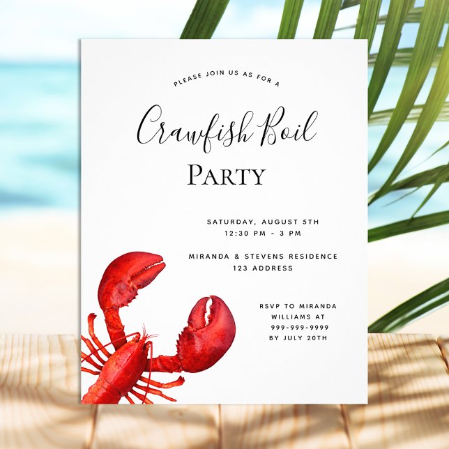 Crawfish boil party red lobster budget invitation flyer (Creator Uploaded)