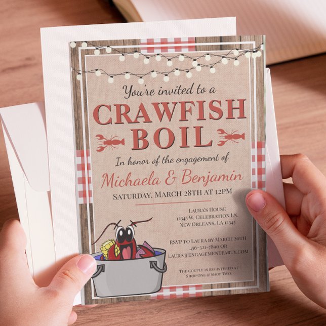 Crawfish Boil Rustic Engagement Party Invitation (Creator Uploaded)