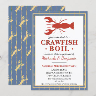 Crawfish Boil Seafood Blue Engagement Party Invitation