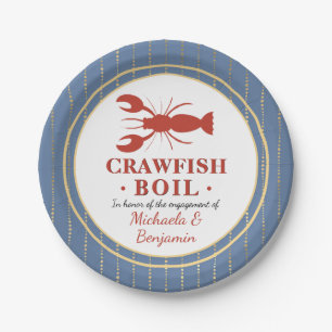 Crawfish Boil Seafood Blue Engagement Party Paper Plate