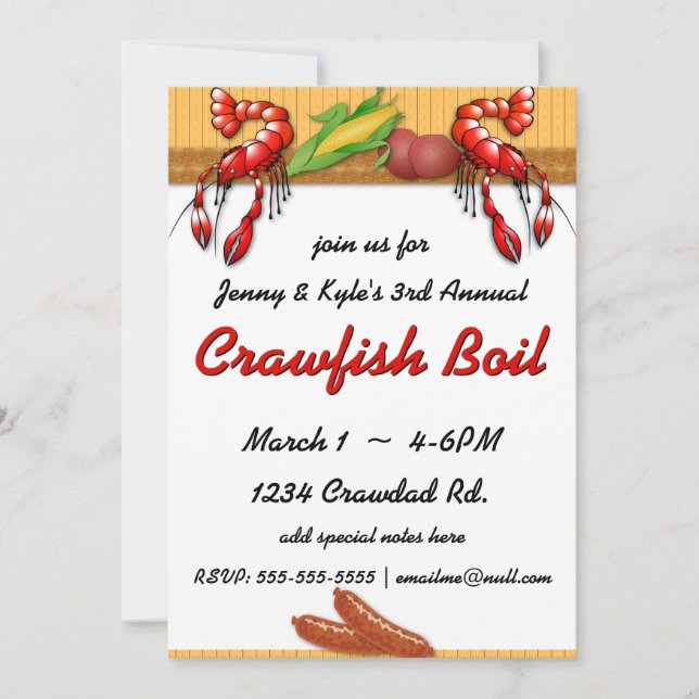 Crawfish Boil with Sausage Invitations (Front)