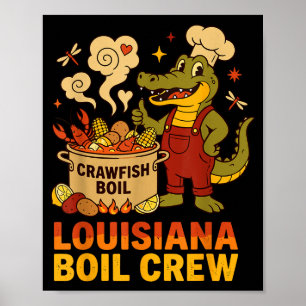 Crawfish Cajun Louisiana Boil Alligator Bayou Retr Poster