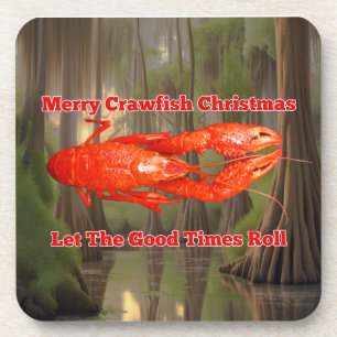 Crawfish Christmas Card Coaster