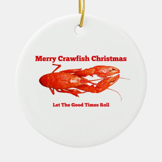 Crawfish Christmas Ceramic Tree Decoration (Front)