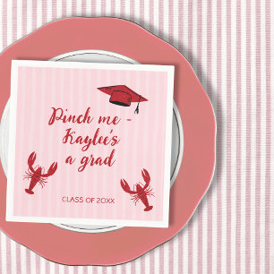 Crawfish Class Of 2025 Pink Graduation Party Napkin