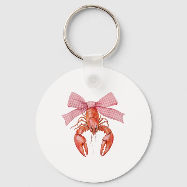 Crawfish Coquette Bow Crawfish Boil Lobster Cajun  Key Ring (Front)