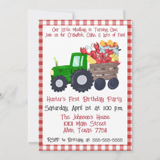 Crawfish First Birthday Party- Kid's Crawfish Boil Invitation