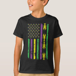 Crawfish Flag Louisiana Beads Mardi Festival Mardi T-Shirt