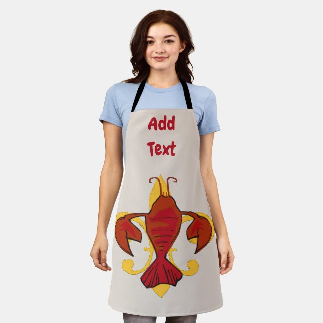 Crawfish Fleur De Lis, edit & add text, Apron (Worn)