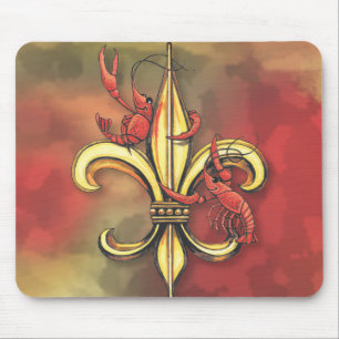 Crawfish Fleur De Lis Mouse Pad