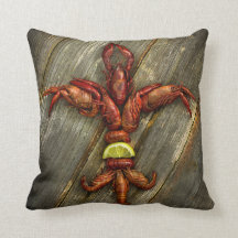 Crawfish Fleur-de-lis Throw Pillow