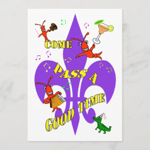 Crawfish Fleur de Lys Party Invitation