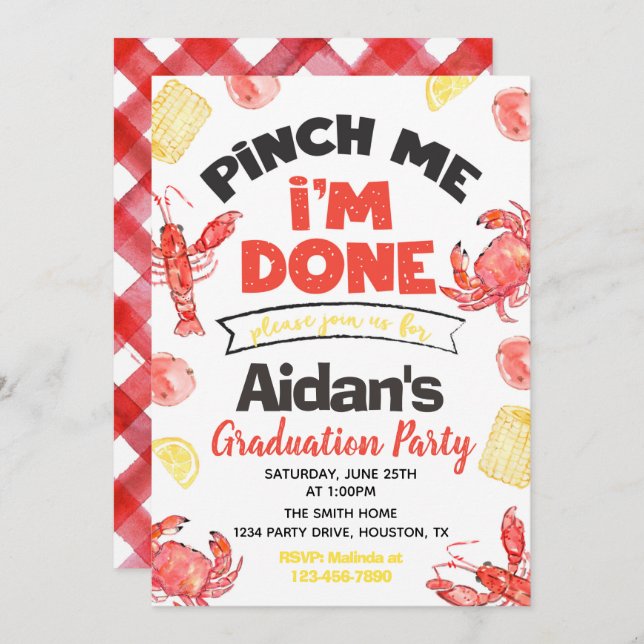 Crawfish Graduation Party Invitation | Graduation (Front/Back)