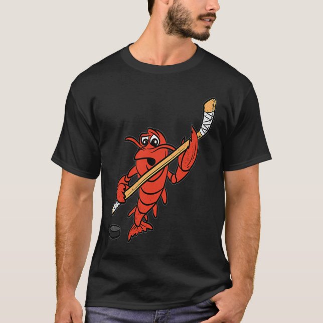 Crawfish Hockey Player Mardi Gras Sport Carnival P T-Shirt (Front)