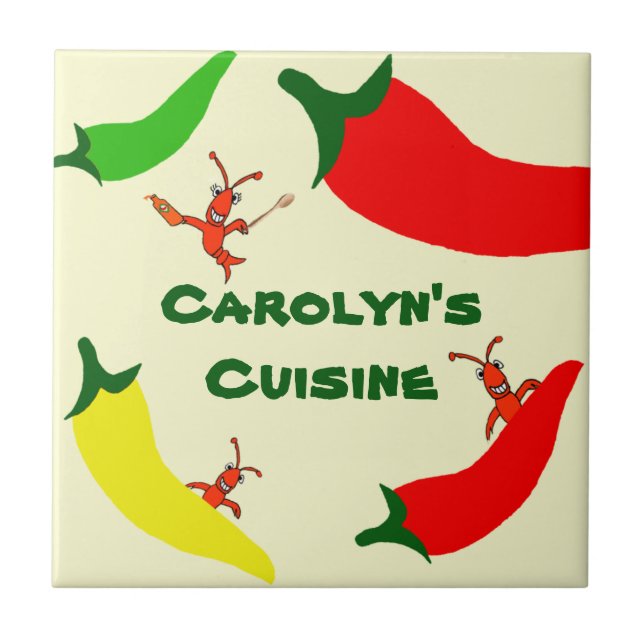 Crawfish Hot Pepper Personalised Tile (Front)