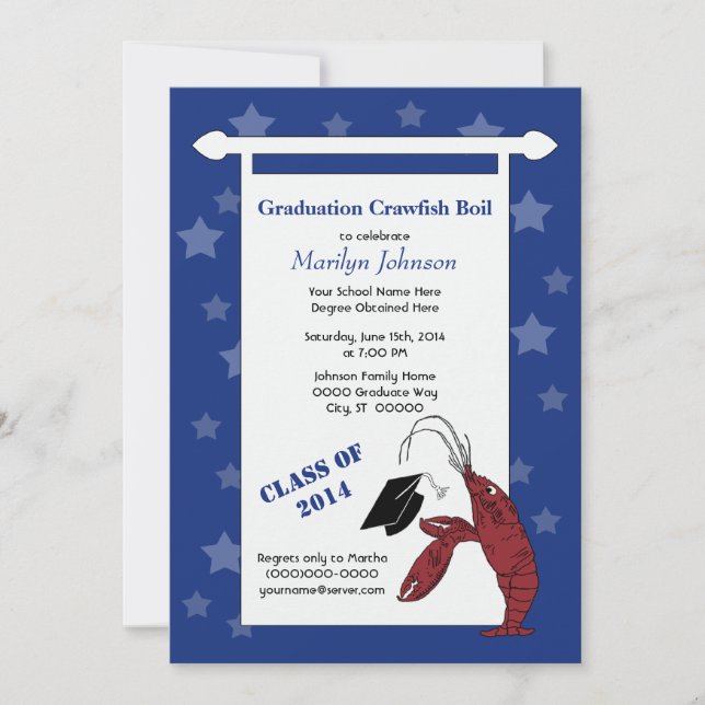 Crawfish / Lobster Stars Graduation Invitation (Front)