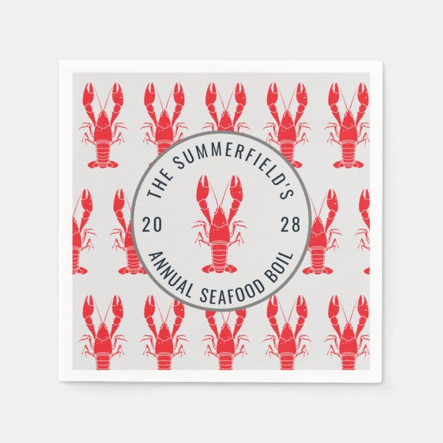 Crawfish Seafood Boil Summer Lobster Party Paper Napkin (Front)