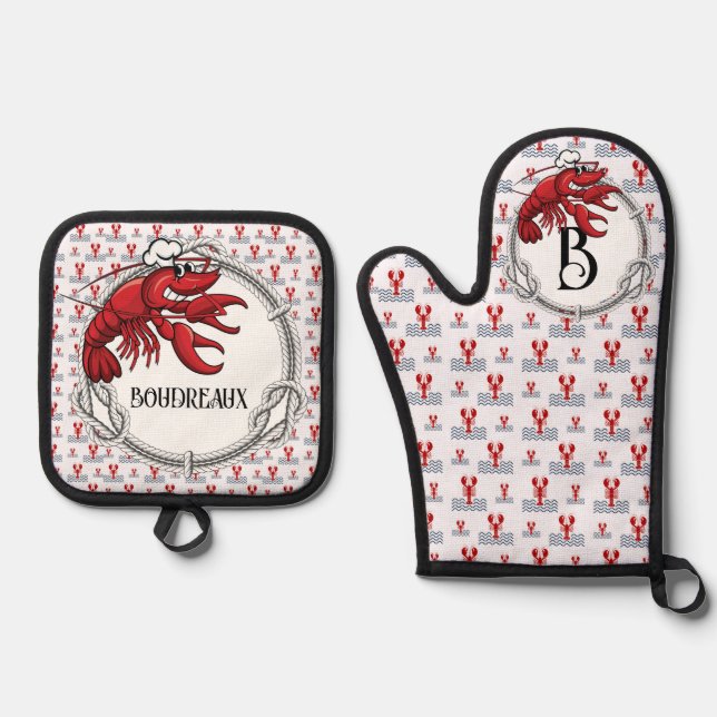 Crawfish Seafood Cajun THEME  Oven Mitt & Pot Holder Set (Front)
