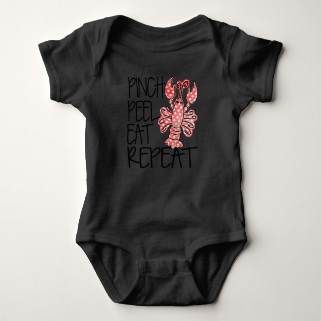 Crawfish Shirt, Pinch Peel Eat Repeat, Crawfish Baby Bodysuit (Front)