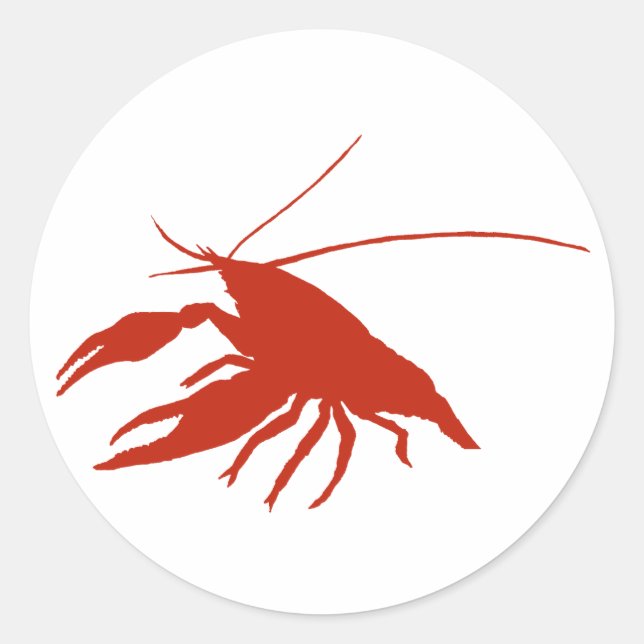 crawfish's　silhouette (Red) Classic Round Sticker (Front)
