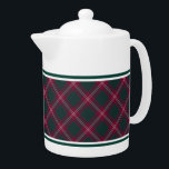 Crawford Clan Tartan Maroon Plaid<br><div class="desc">Teapot with the Crawford family clan tartan pattern. Traditional vintage Scottish plaid from 1842 in maroon,  green,  and white. Choose from two sizes. Matching teacups and mugs available.</div>