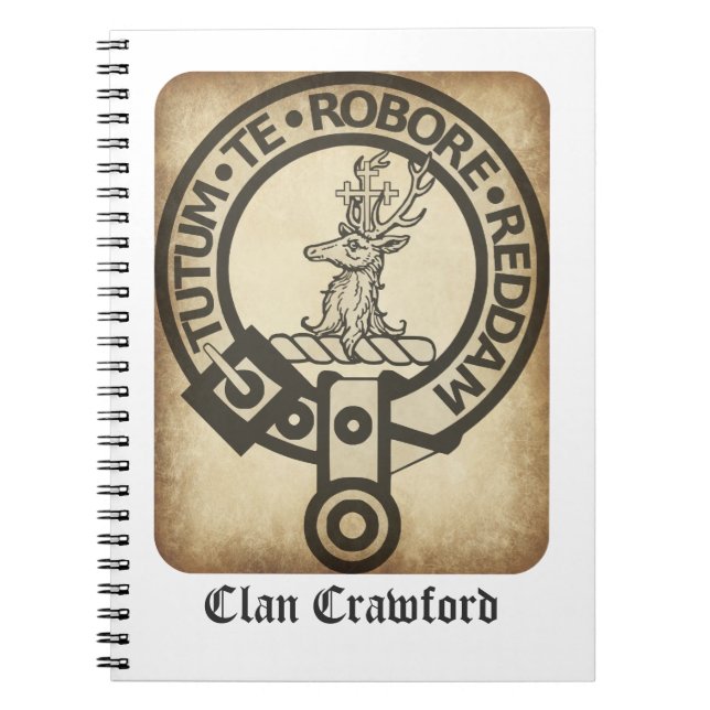 Crawford Crest Badge Antique Spiral Notebook (Front)