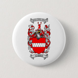 CRAWFORD FAMILY CREST - CRAWFORD COAT OF ARMS 6 CM ROUND BADGE