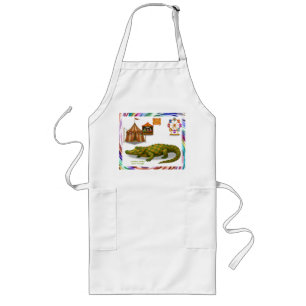 Crawford, painted circus crocodile long apron