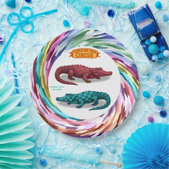 Crawford, painted circus crocodile paper plate (Party)
