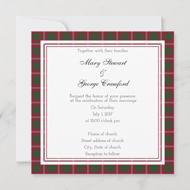 Crawford Scottish Wedding Square Invitation (Front)