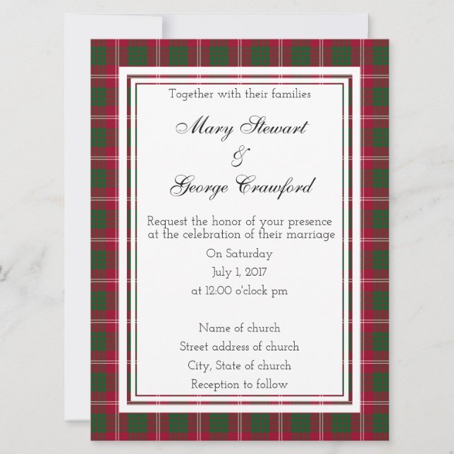 Crawford Scottish Wedding Wine Label Invitation (Front)