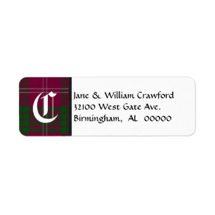 Crawford Tartan Plaid Monogram Address Labels