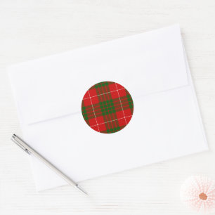 Crawford tartan red green plaid classic round sticker