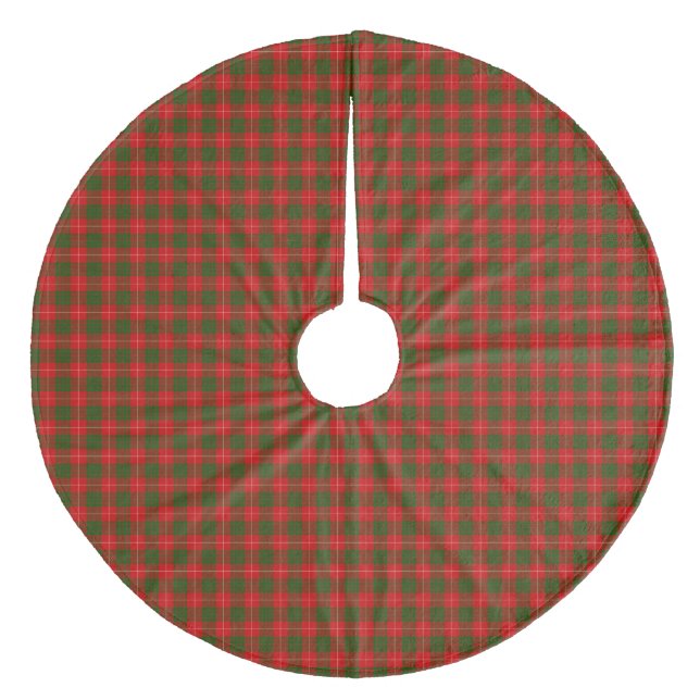 Crawford tartan red green plaid fleece tree skirt (Front)