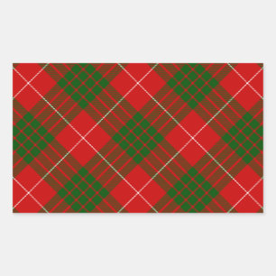 Crawford tartan red green plaid rectangular sticker