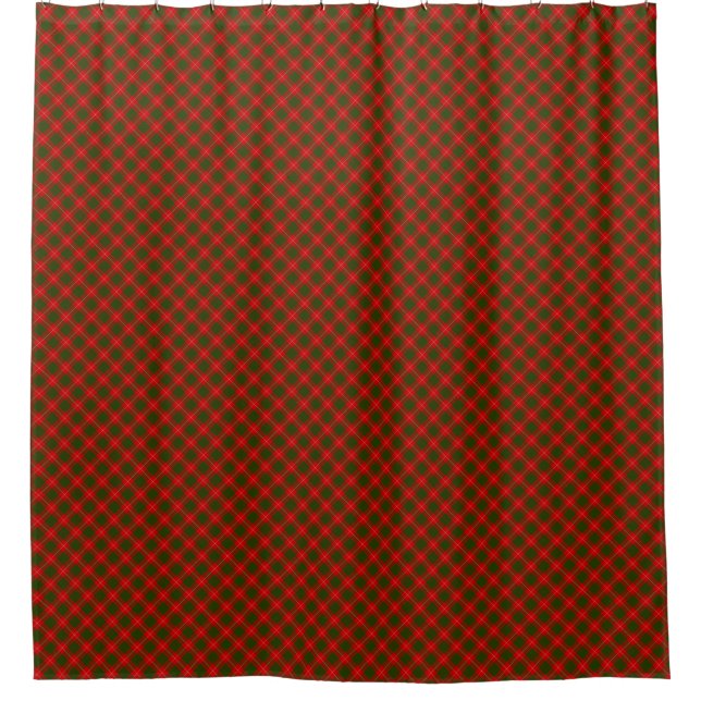 Crawford tartan red green plaid shower curtain (Front)