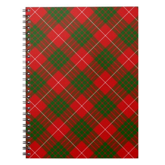 Crawford tartan red green plaid spiral notebook (Front)