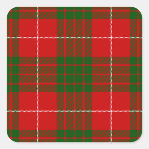 Crawford tartan red green plaid square sticker