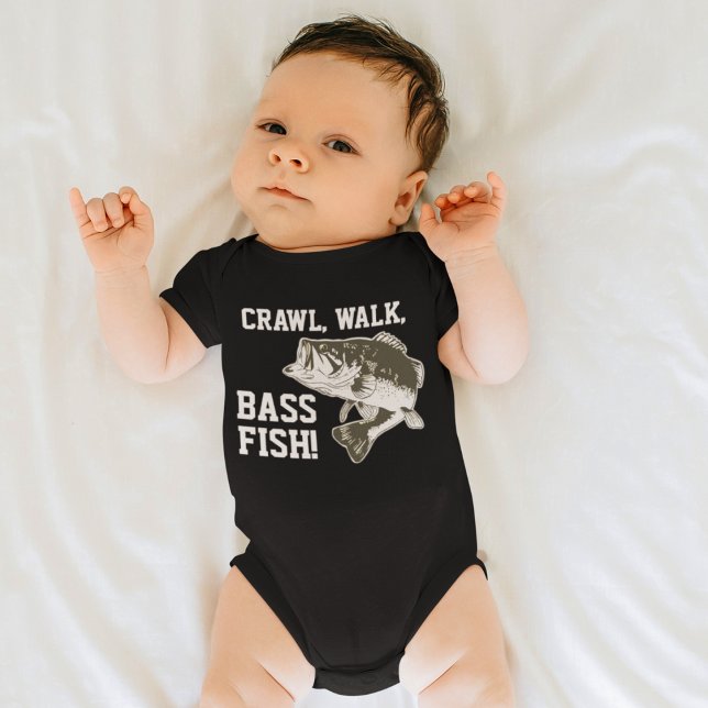 Crawl Walk Bass Fish Funny Baby Fishing Baby Bodysuit (Creator Uploaded)