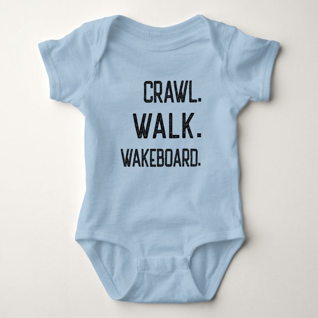 Crawl Walk Board, Cute Wakeboarder Baby Bodysuit (Front)