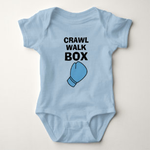 Crawl Walk Box blue boxing glove baby bodysuit