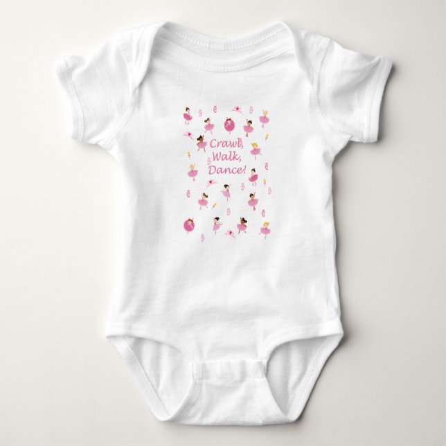 Crawl Walk Dance Onsie Baby Bodysuit (Front)