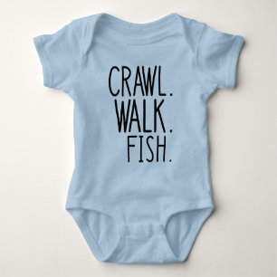 Crawl Walk Fish, Fisher Baby Bodysuit