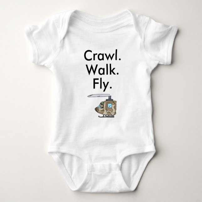 Crawl Walk Fly Military Army Pilot Baby Bodysuit (Front)