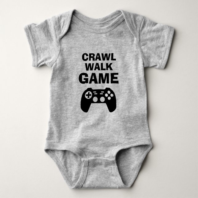 CRAWL WALK GAME fun baby bodysuit for future gamer (Front)
