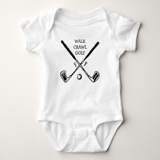 Crawl Walk Golf Golfer Golfing Baby Bodysuit (Front)