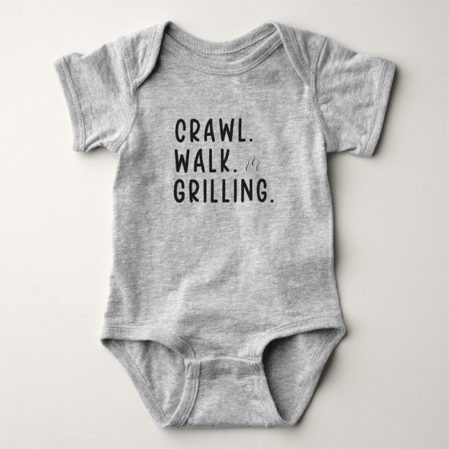 Crawl Walk Grilling Cookout Baby Bodysuit (Front)