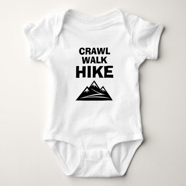 Crawl Walk Hike funny hiking baby bodysuit (Front)