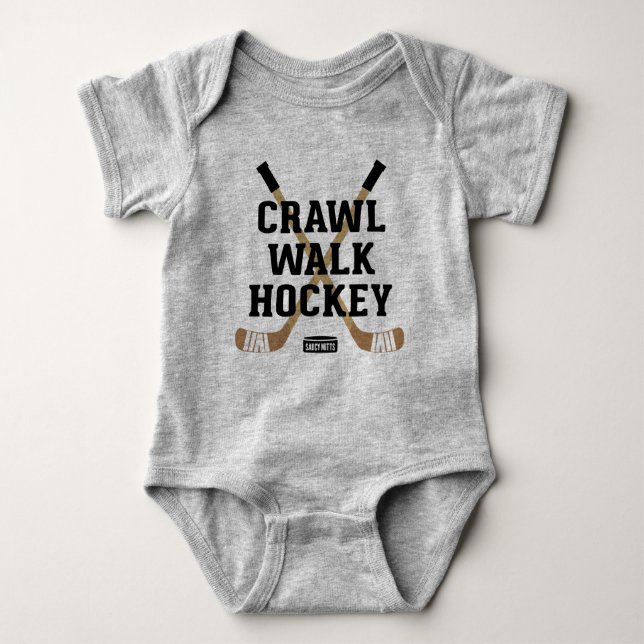 Crawl Walk Hockey Cute Funny Infant Bodysuit New (Front)