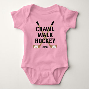 Crawl Walk Hockey Cute Funny Infant Girl Baby Bodysuit